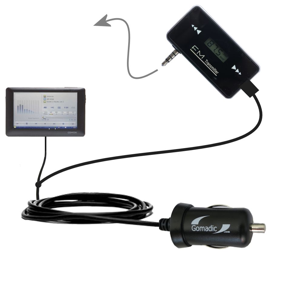 FM Transmitter Plus Car Charger compatible with the Cowon O2