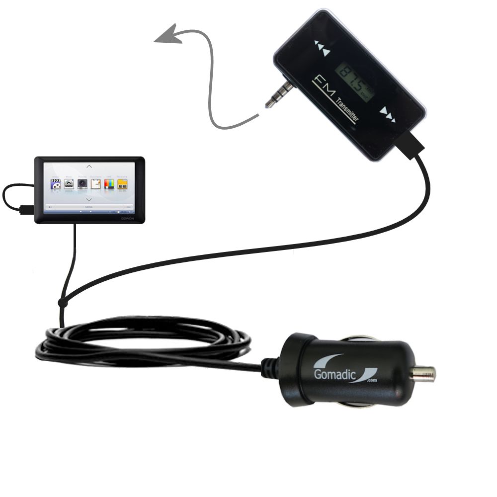 FM Transmitter Plus Car Charger compatible with the Cowon O2PMP Flash