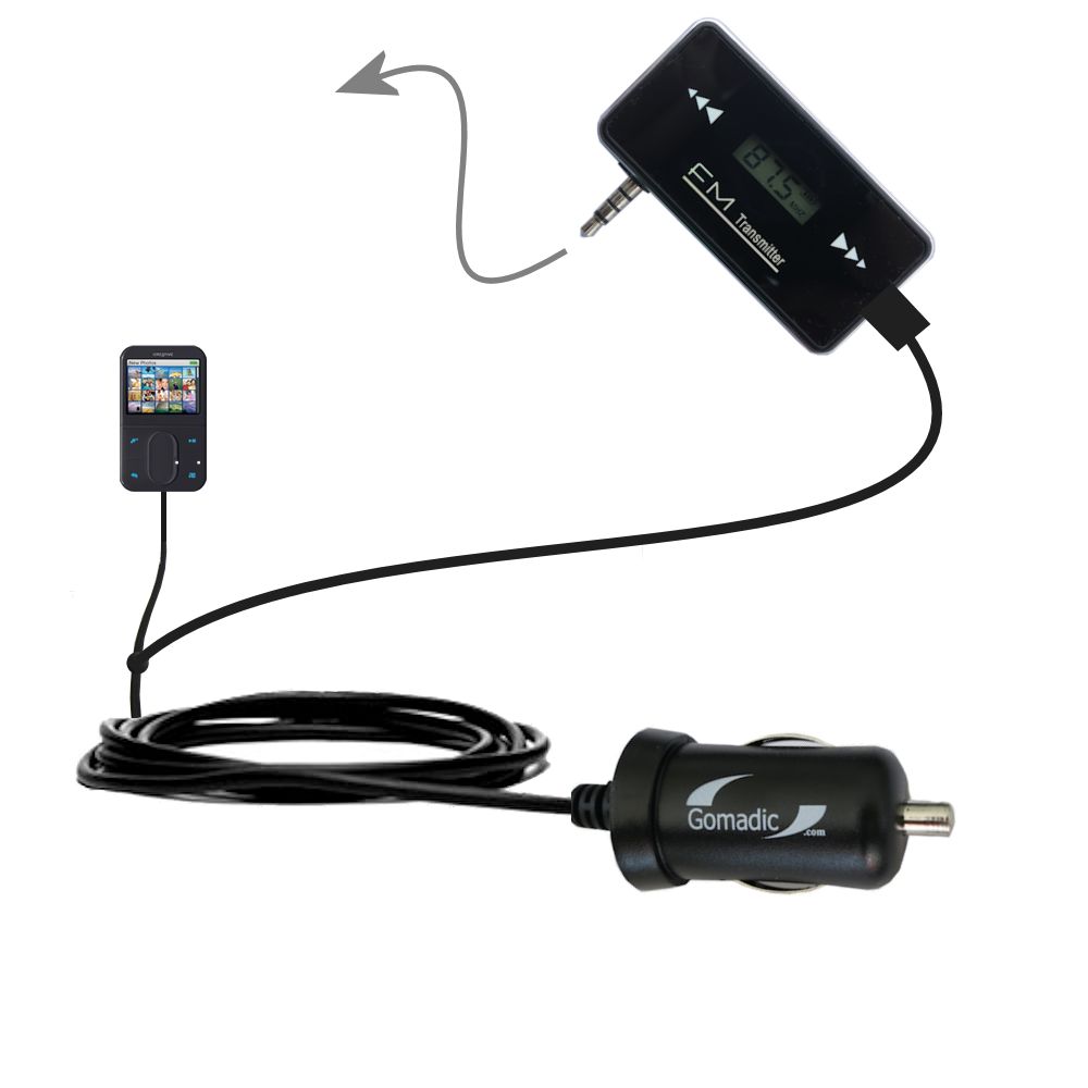 FM Transmitter Plus Car Charger compatible with the Creative Zen Vision M 60GB