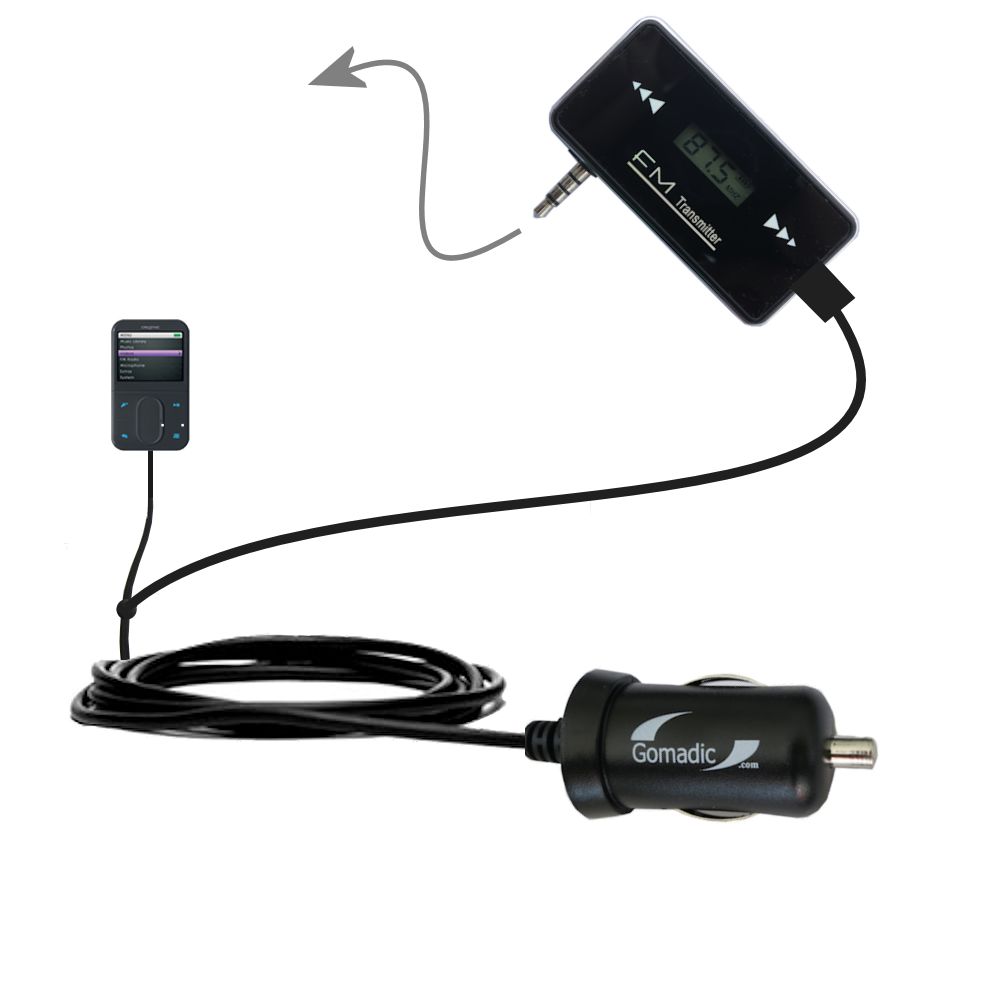 FM Transmitter Plus Car Charger compatible with the Creative Zen Vision M