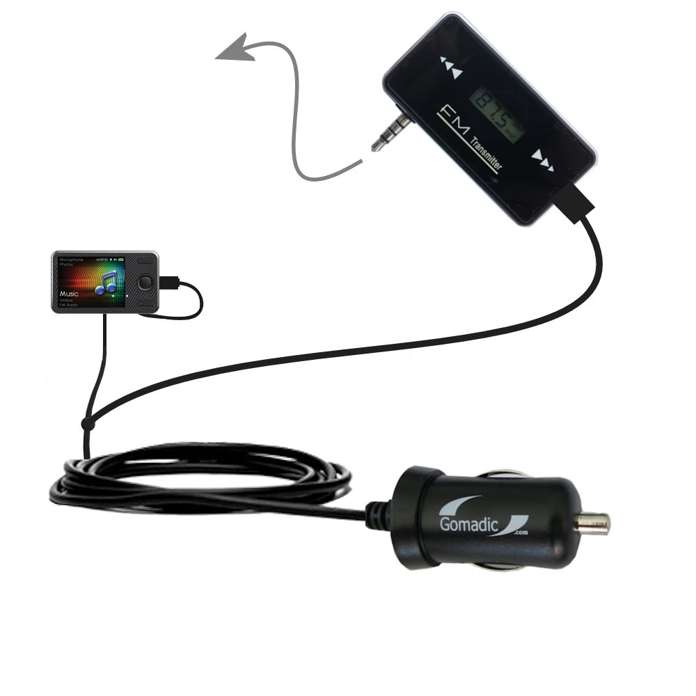 FM Transmitter Plus Car Charger compatible with the Creative Zen X-Fi Style