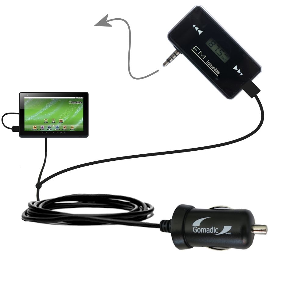 FM Transmitter Plus Car Charger compatible with the Creative ZiiO 10