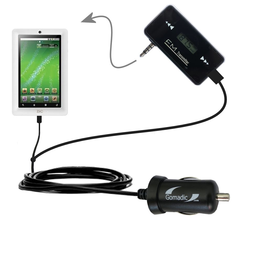 FM Transmitter Plus Car Charger compatible with the Creative ZiiO 7