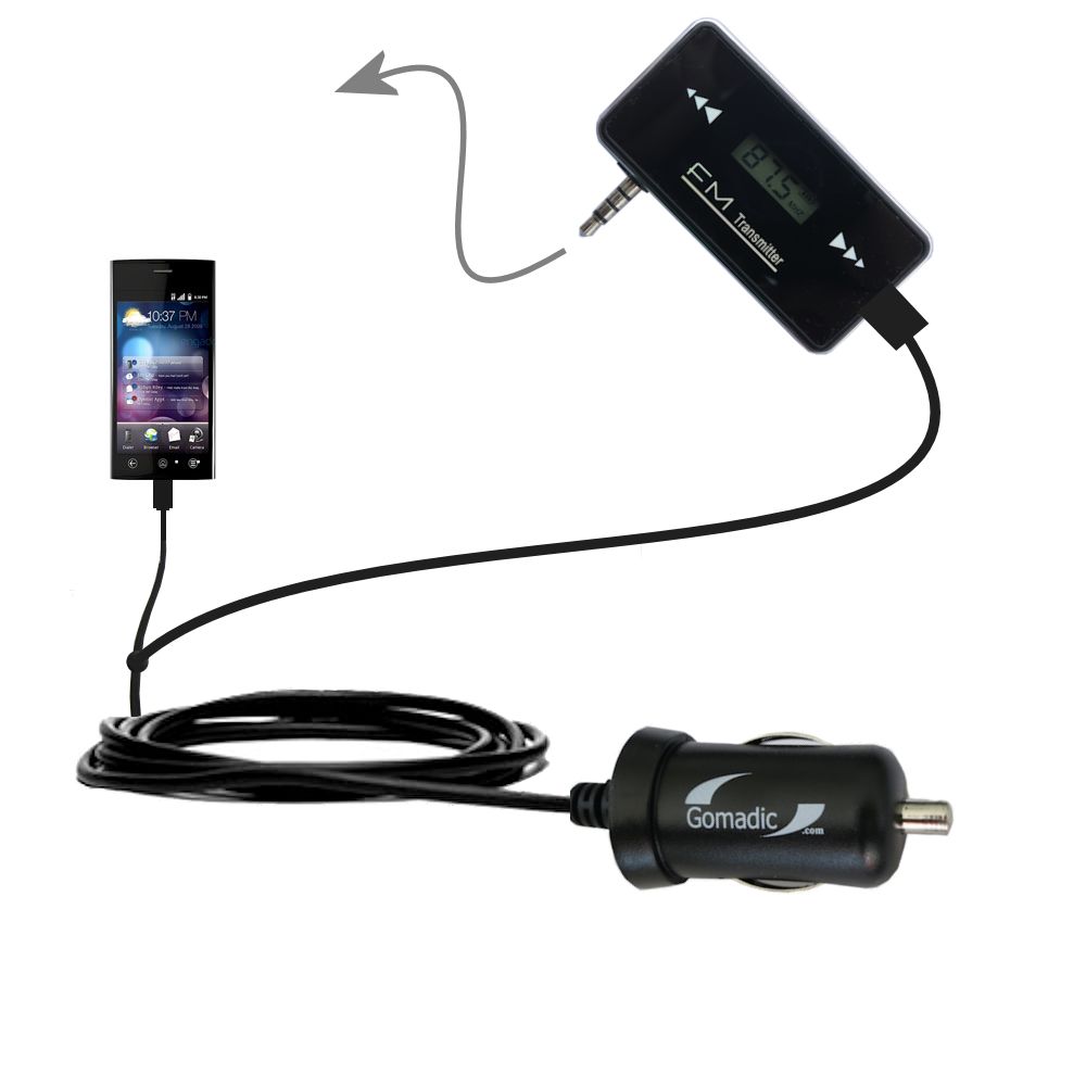 3rd Generation Powerful Audio FM Transmitter with Car Charger suitable for the Dell Lightening - Uses Gomadic TipExchange Technology