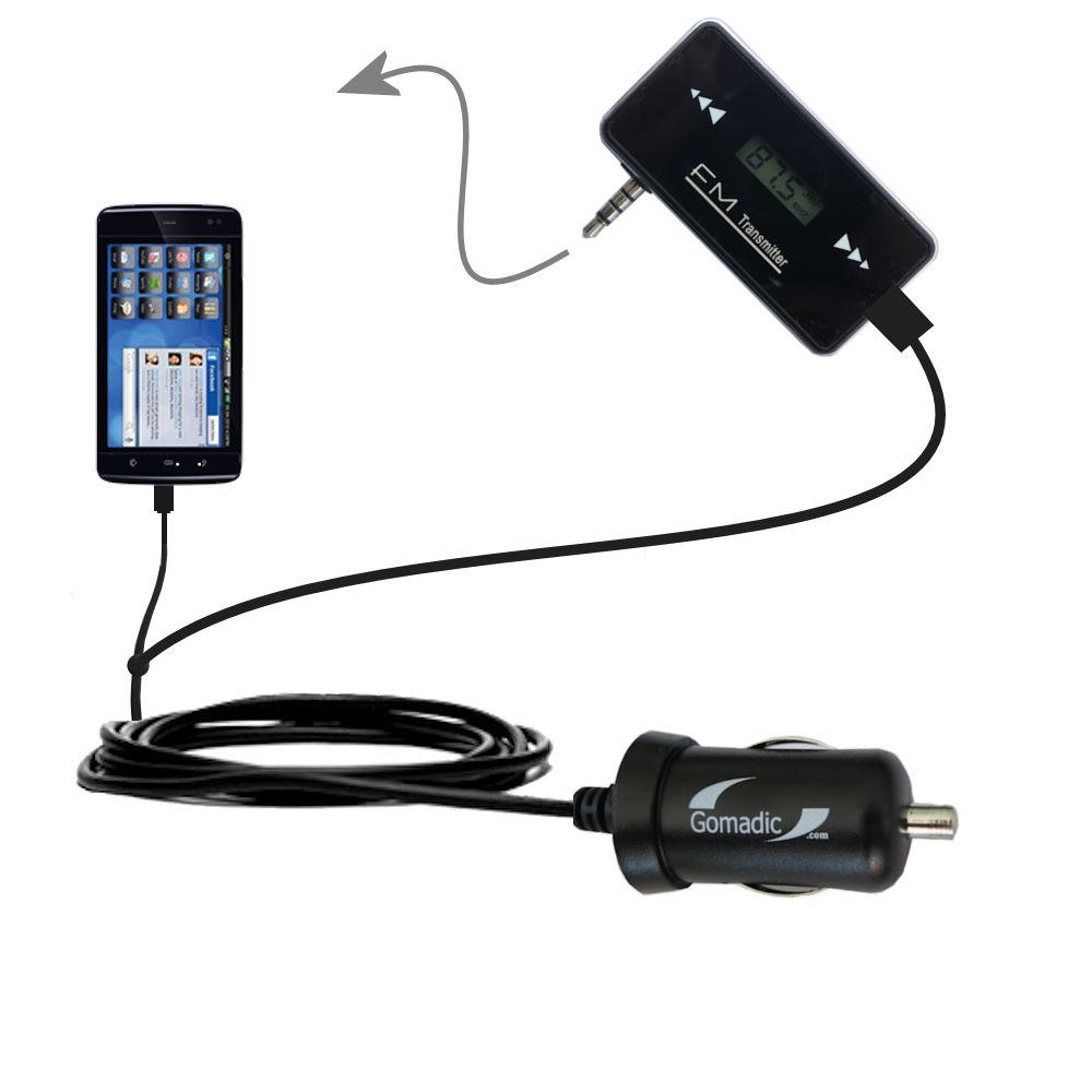 FM Transmitter Plus Car Charger compatible with the Dell Streak 5