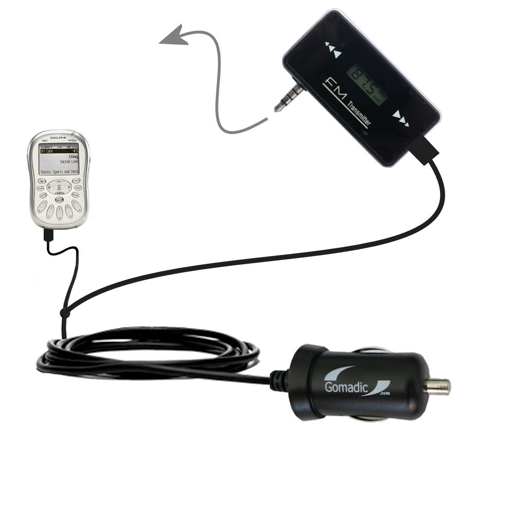 FM Transmitter Plus Car Charger compatible with the Delphi MyFi XM2 Go
