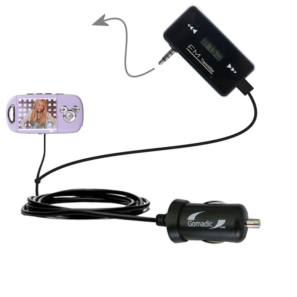 FM Transmitter Plus Car Charger compatible with the Disney Hannah Montana Mix Max Player DS19012