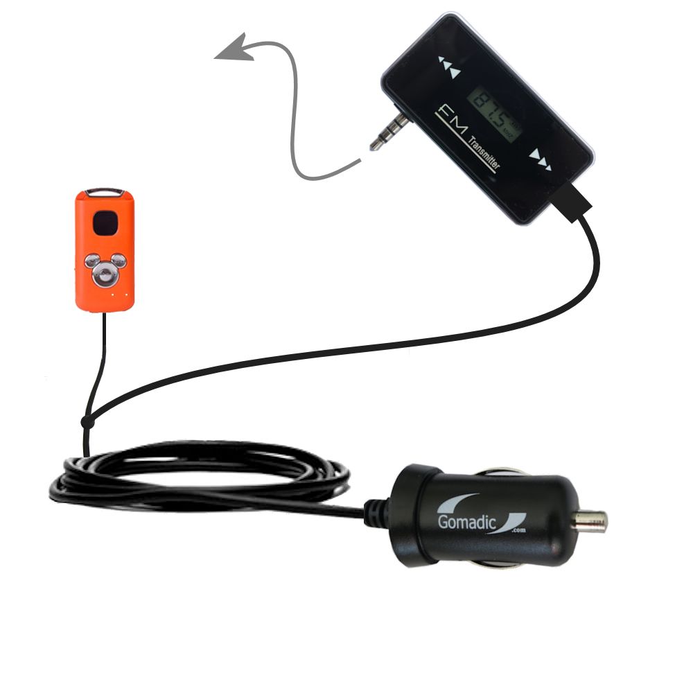 FM Transmitter Plus Car Charger compatible with the Disney High School Musical Mix Stick MP3 Player DS17019
