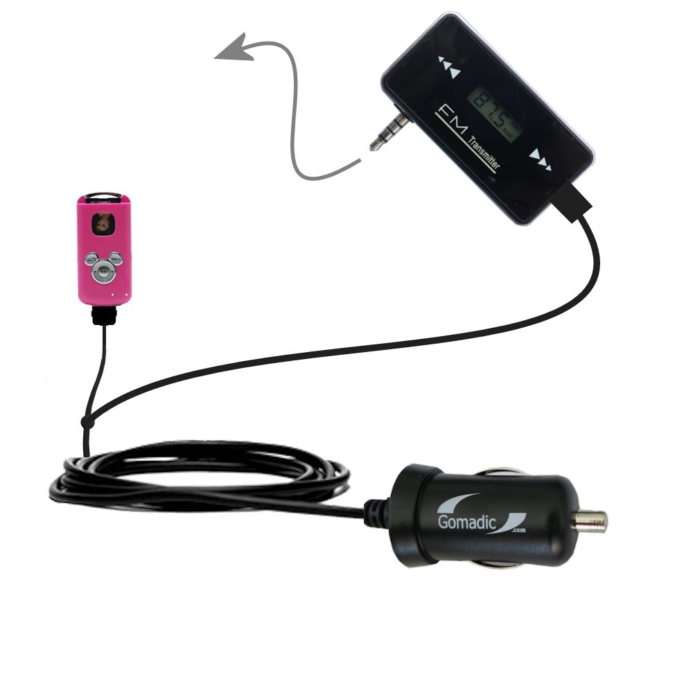 FM Transmitter Plus Car Charger compatible with the Disney Mix Stick