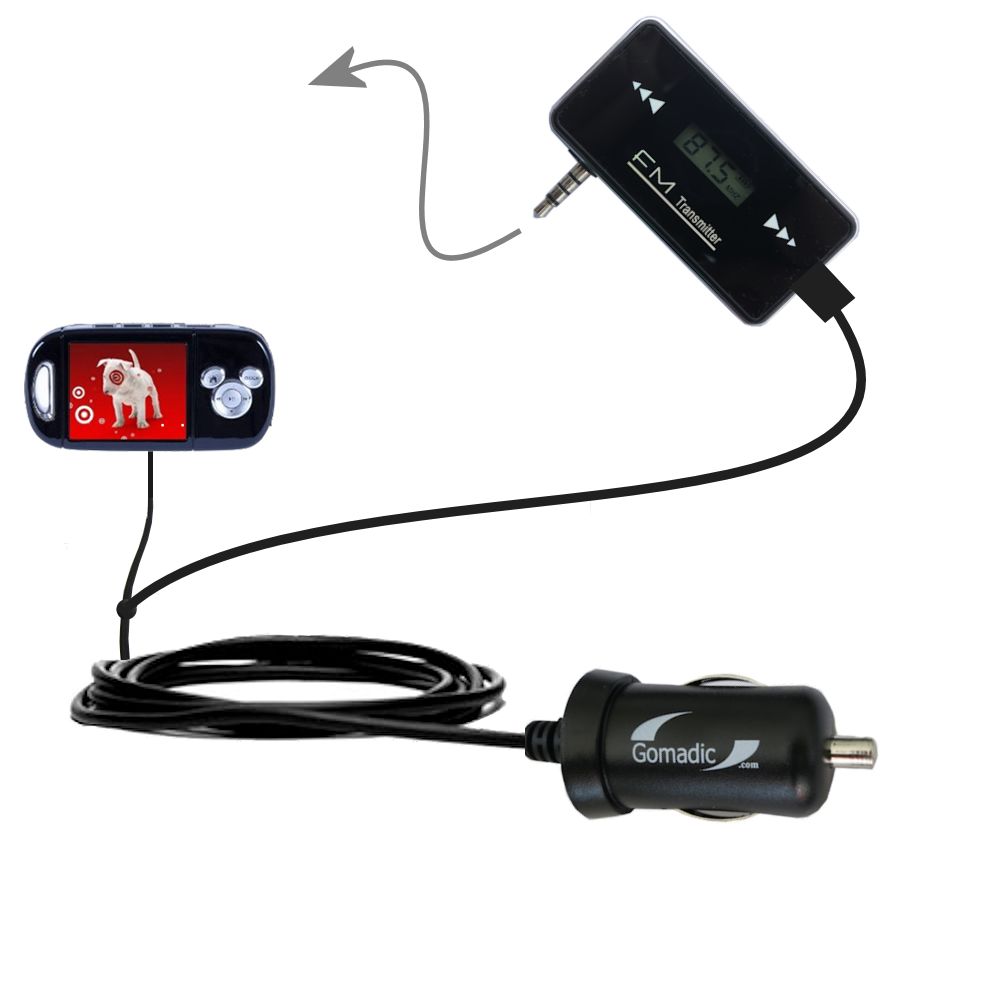 FM Transmitter Plus Car Charger compatible with the Disney Pirates of the Caribbean Mix Max Player DS19013