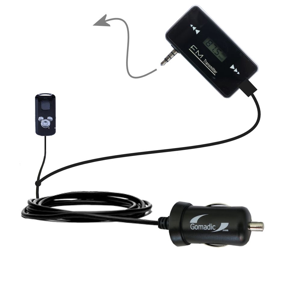 FM Transmitter Plus Car Charger compatible with the Disney Pirates of the Caribbean Mix Stick MP3 Player DS17033