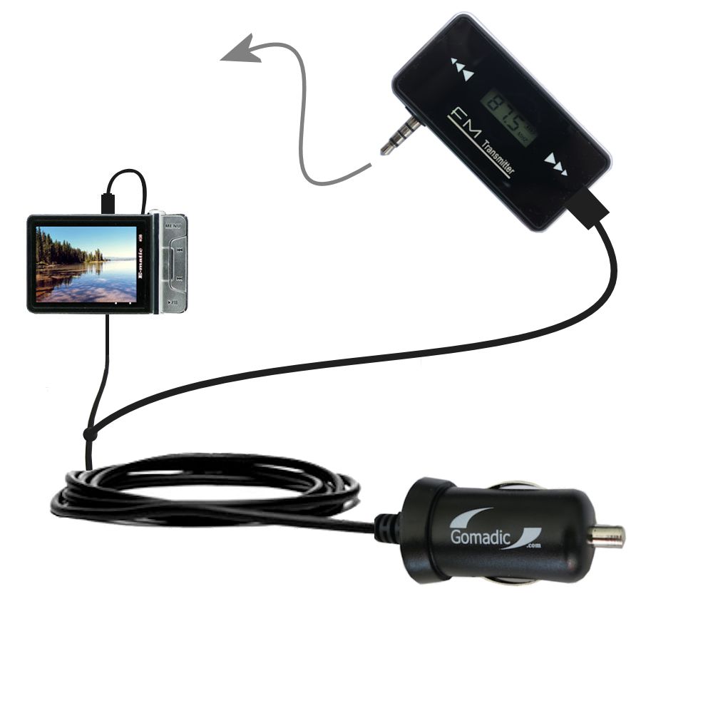 FM Transmitter Plus Car Charger compatible with the Ematic E5 Series