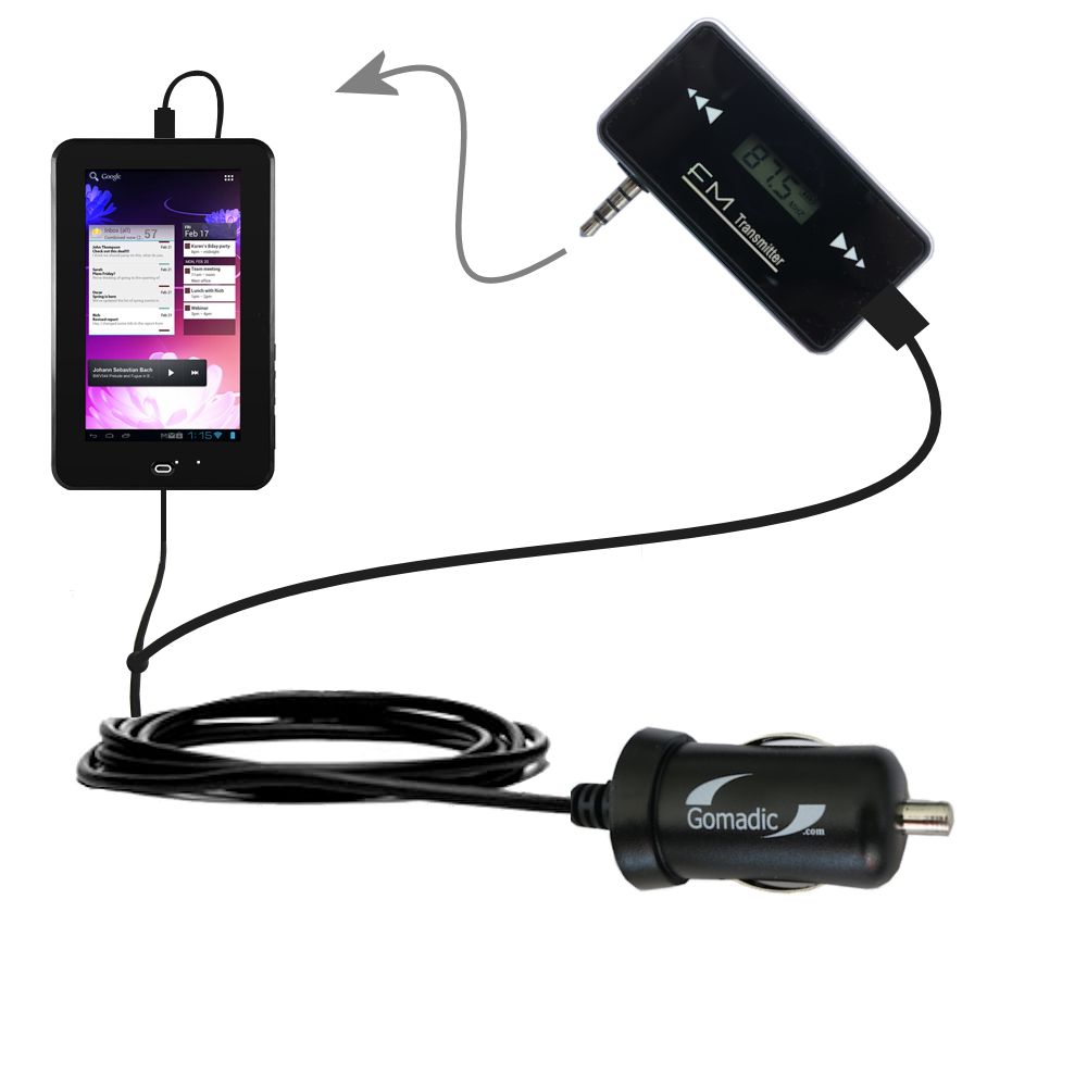 FM Transmitter Plus Car Charger compatible with the Ematic Genesis EGP007