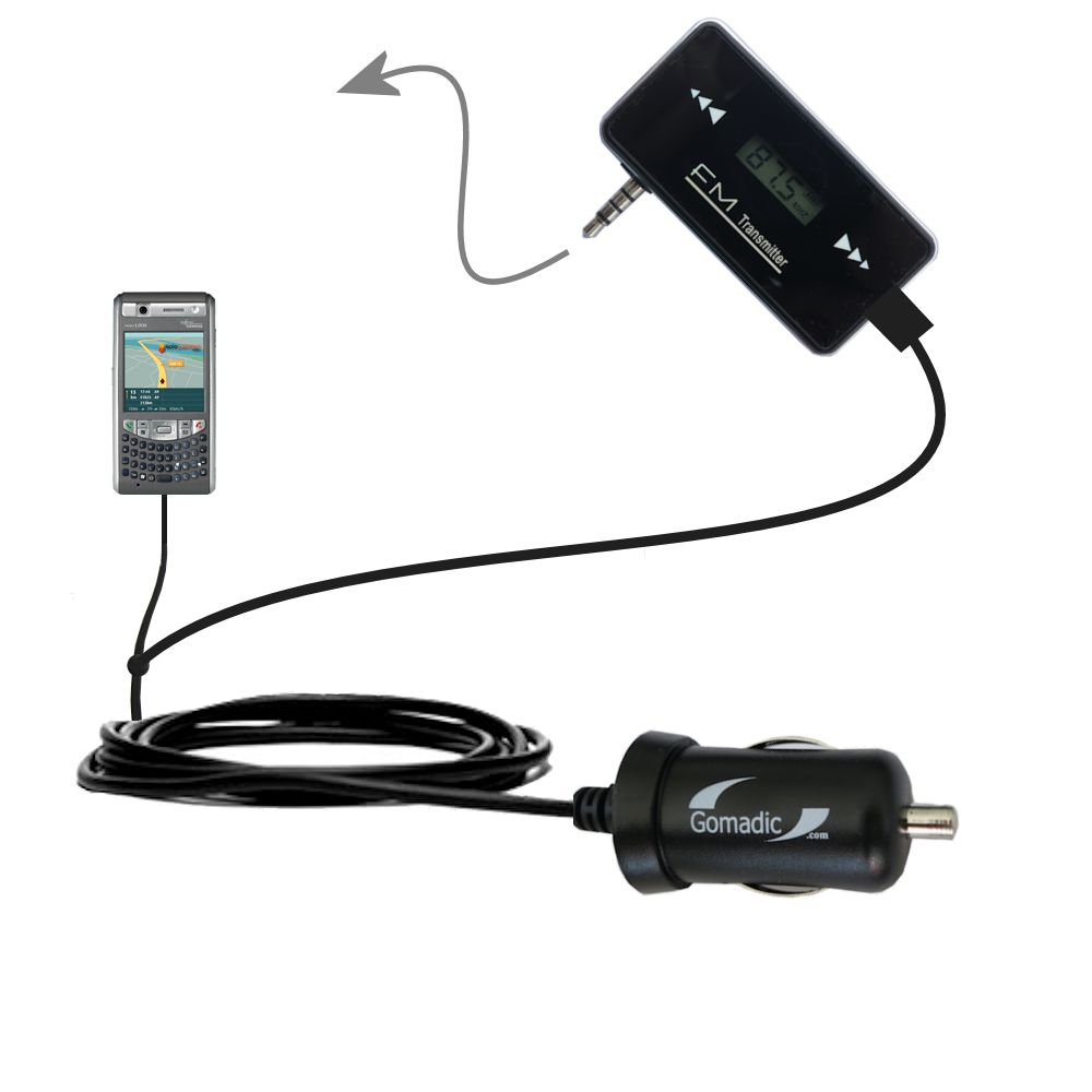 FM Transmitter Plus Car Charger compatible with the Fujitsu Pocket Loox T810