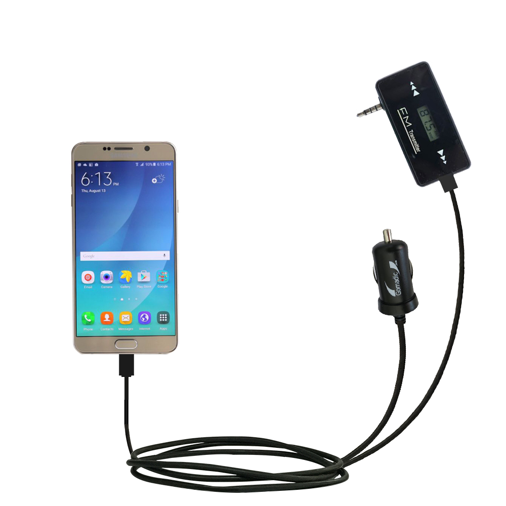 FM Transmitter Plus Car Charger compatible with the Galaxy Note 7 Note 7