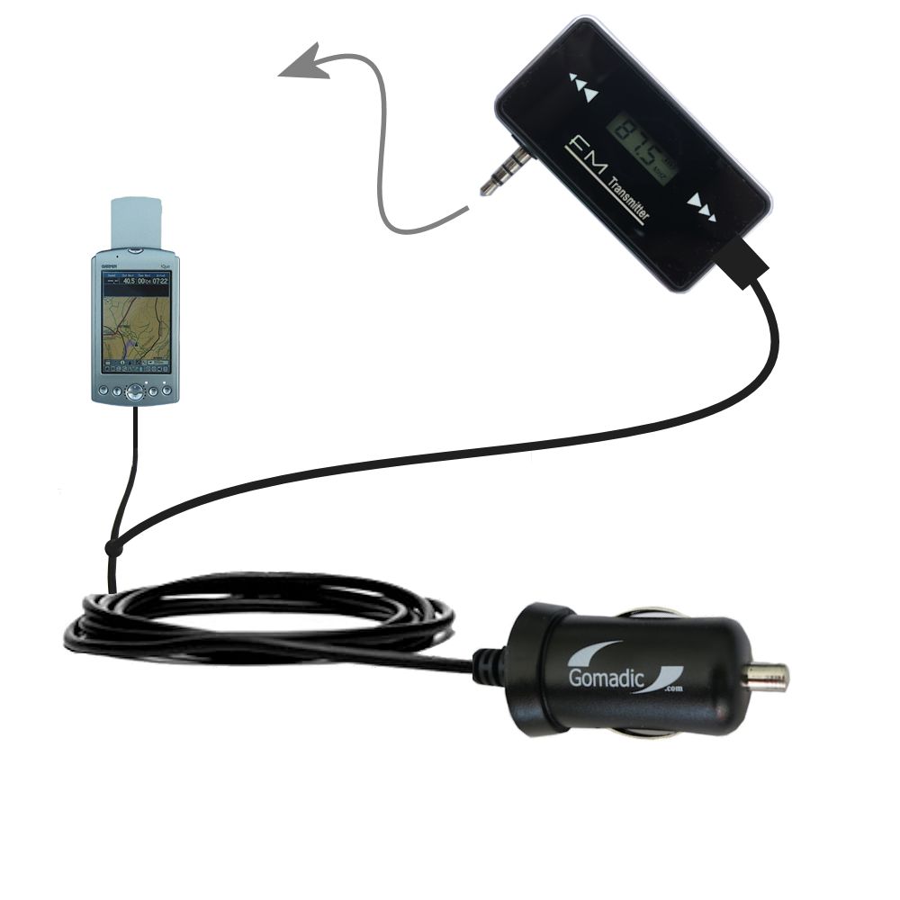 FM Transmitter Plus Car Charger compatible with the Garmin iQue 3200