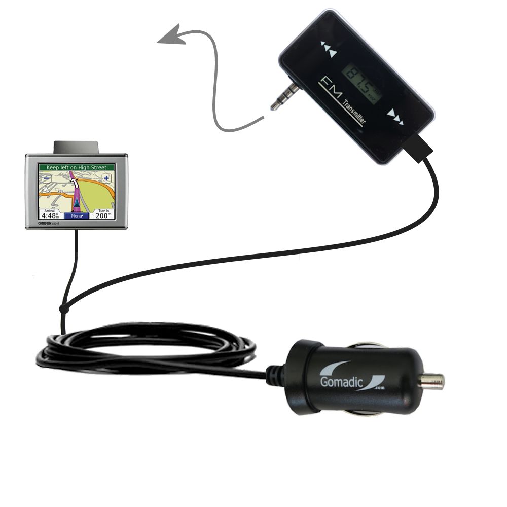 FM Transmitter Plus Car Charger compatible with the Garmin Nuvi 300 300T