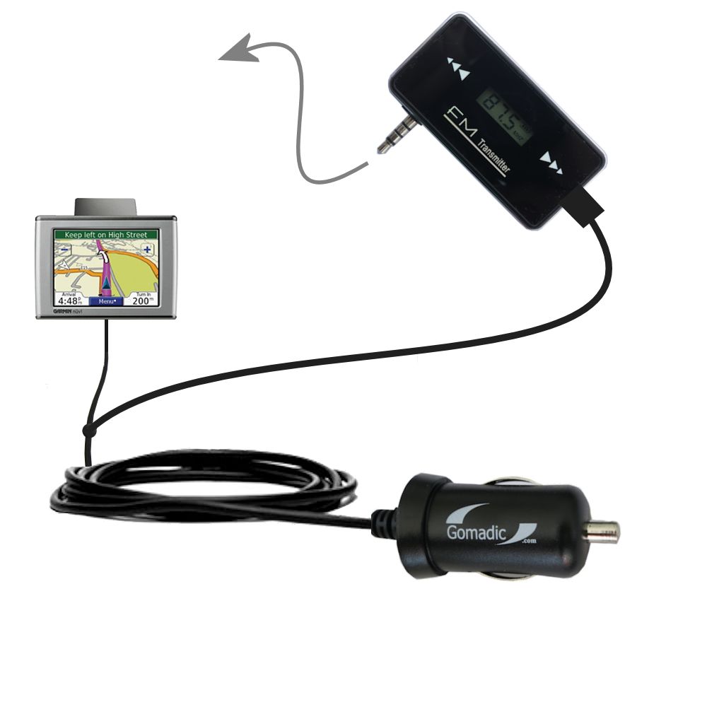 FM Transmitter Plus Car Charger compatible with the Garmin Nuvi 350