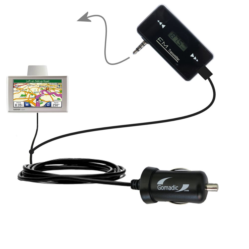 FM Transmitter Plus Car Charger compatible with the Garmin Nuvi 660
