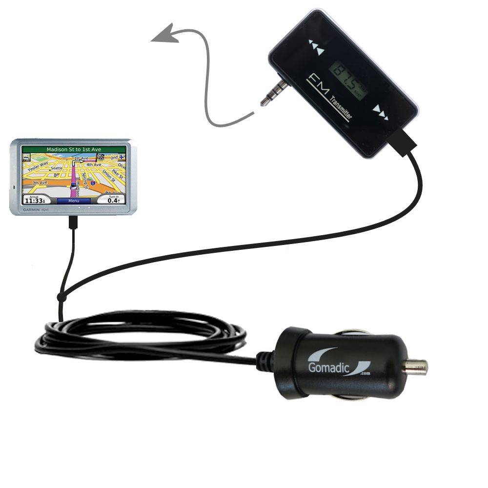 FM Transmitter Plus Car Charger compatible with the Garmin Nuvi 710