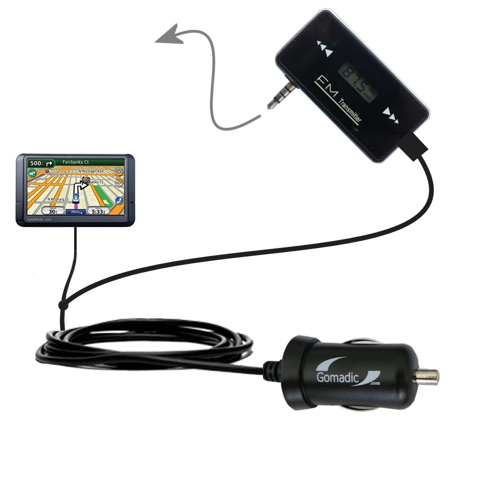 FM Transmitter Plus Car Charger compatible with the Garmin Nuvi 780