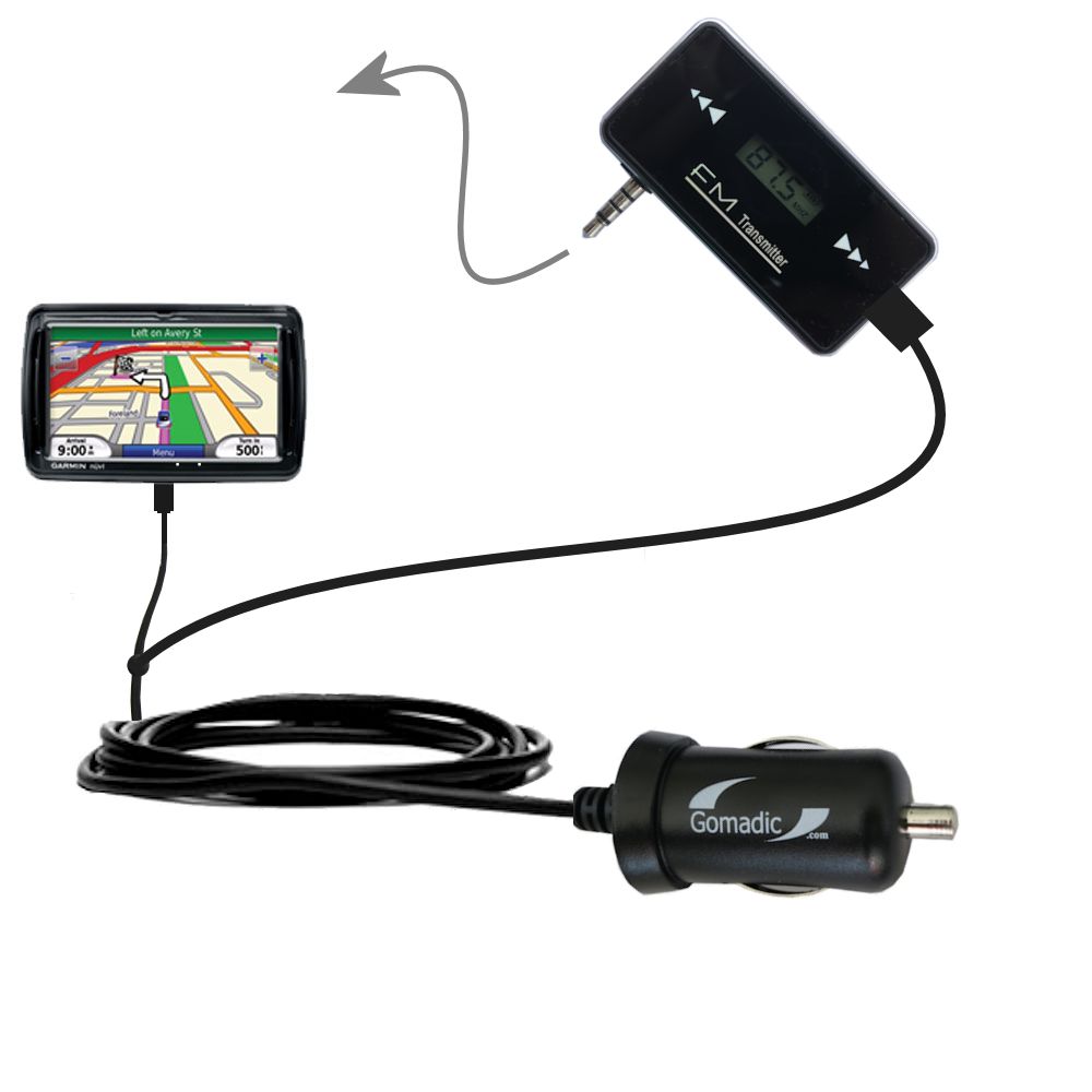 FM Transmitter Plus Car Charger compatible with the Garmin Nuvi 850