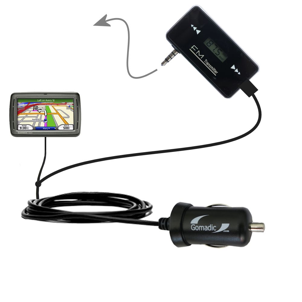 FM Transmitter Plus Car Charger compatible with the Garmin Nuvi 860
