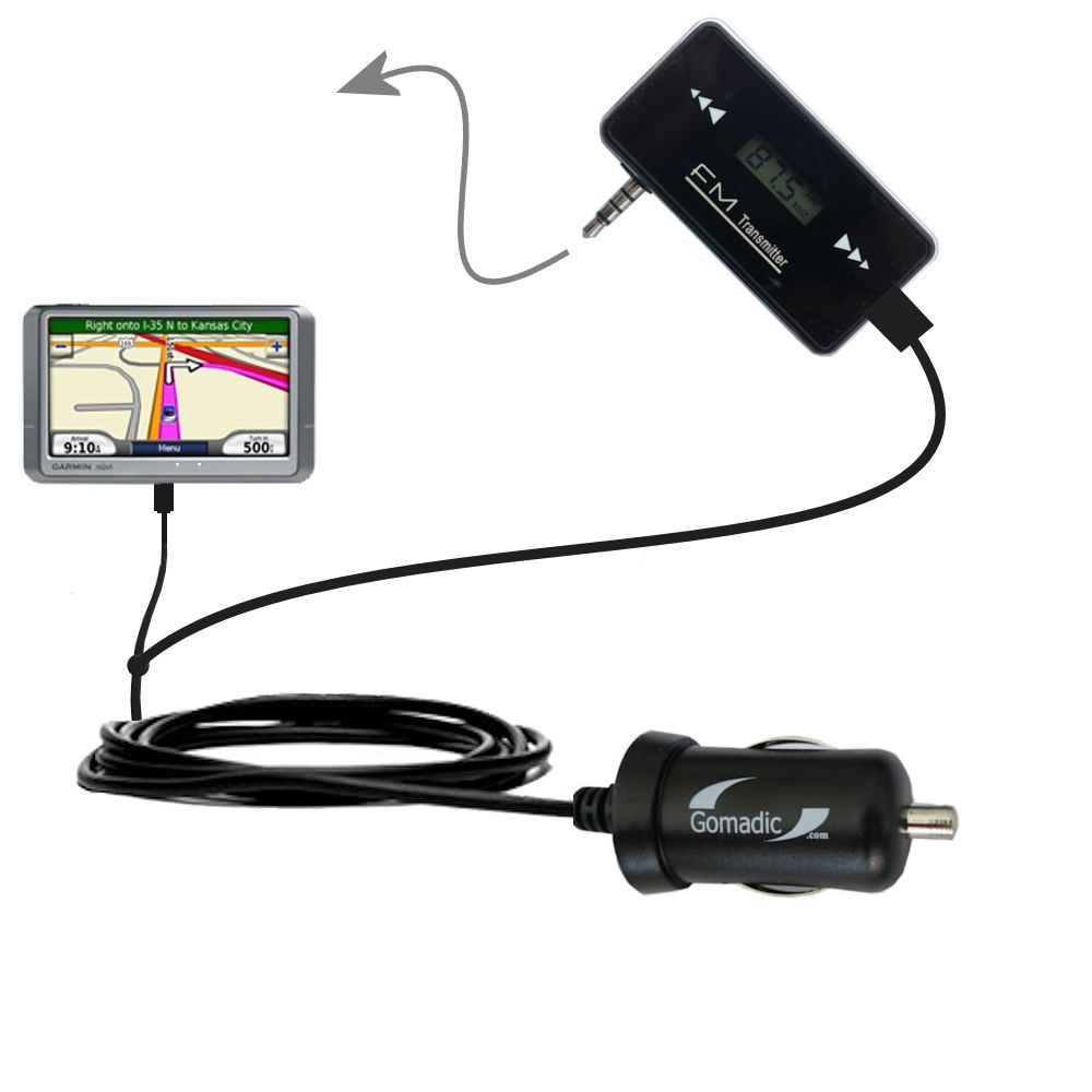 FM Transmitter Plus Car Charger compatible with the Garmin Nuvi 880