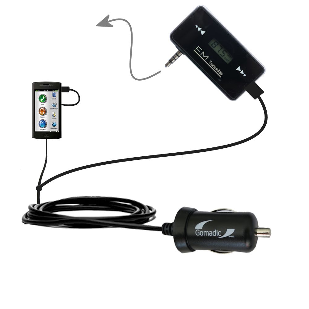 FM Transmitter Plus Car Charger compatible with the Garmin Nuvifone G60