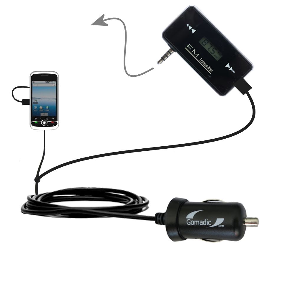 FM Transmitter Plus Car Charger compatible with the Gigabyte GSMART G1305