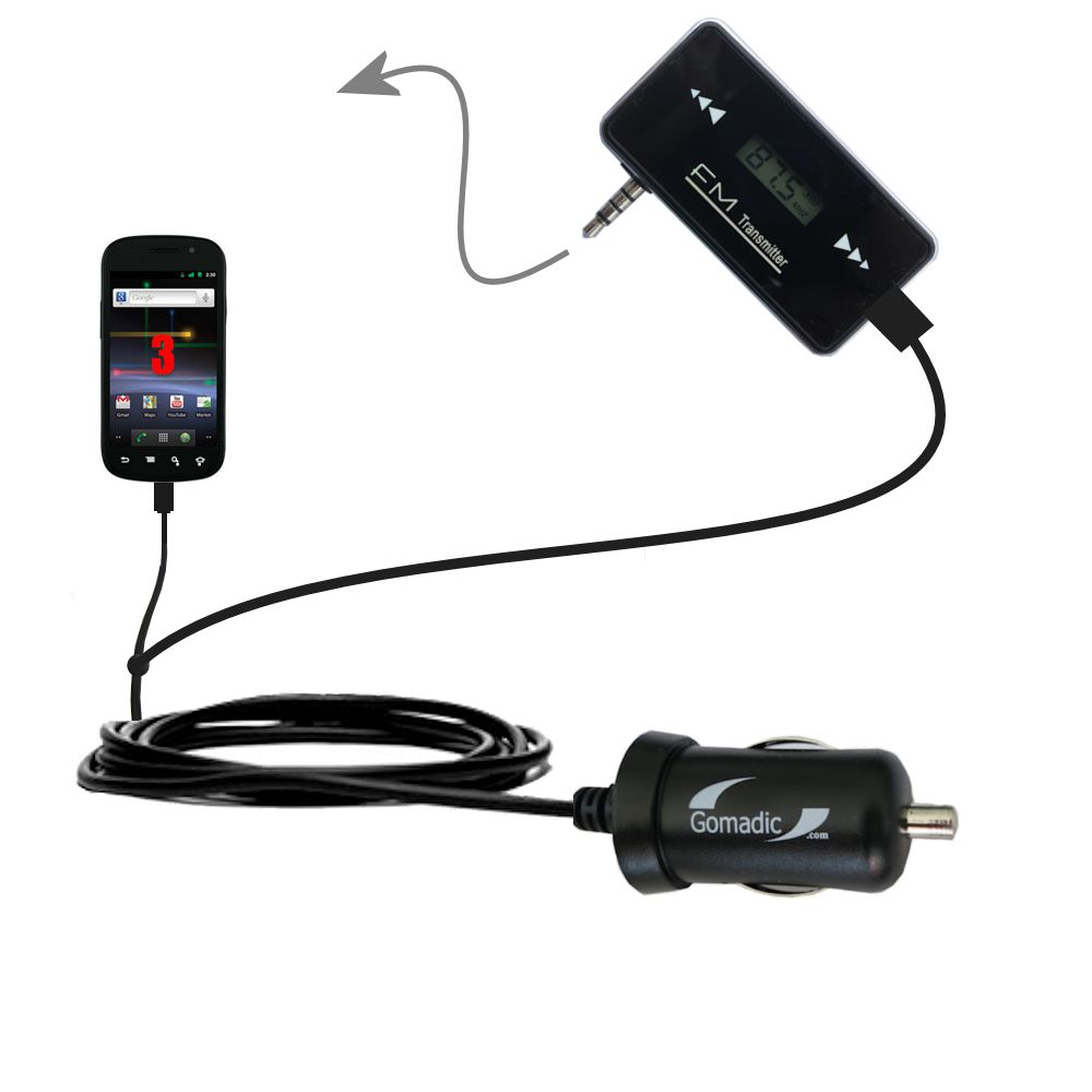 FM Transmitter Plus Car Charger compatible with the Google Nexus 3