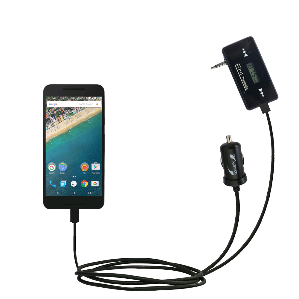FM Transmitter Plus Car Charger compatible with the Google Nexus 5X