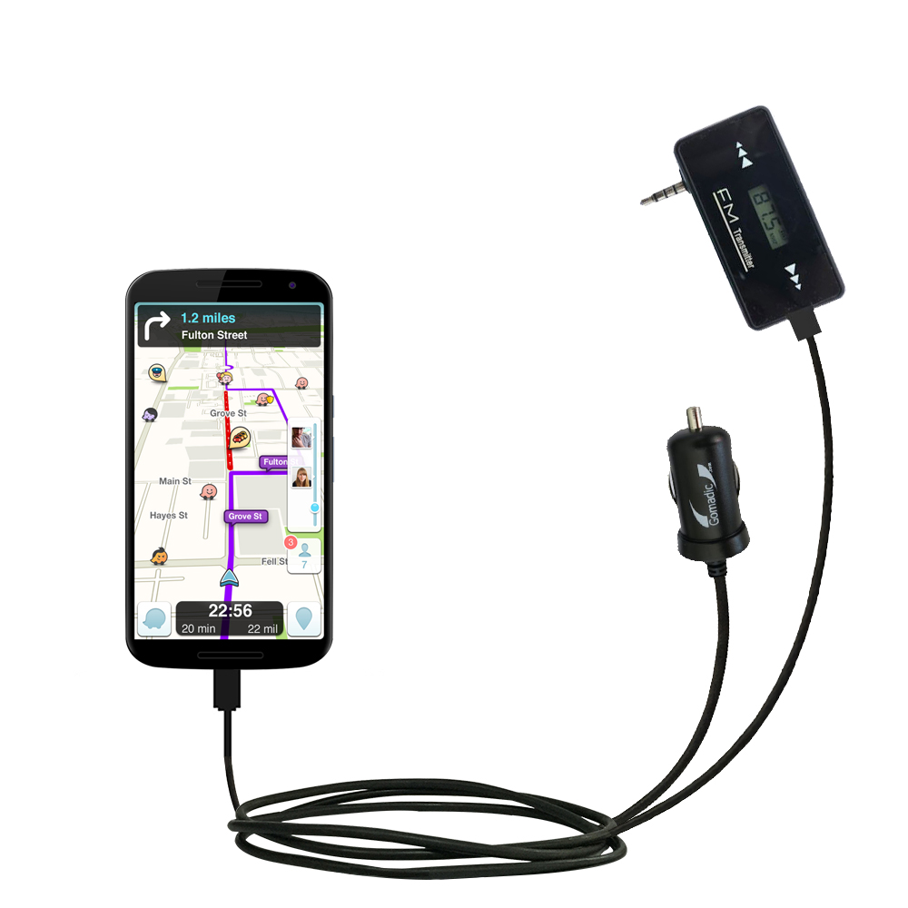 FM Transmitter Plus Car Charger compatible with the Google Nexus 6
