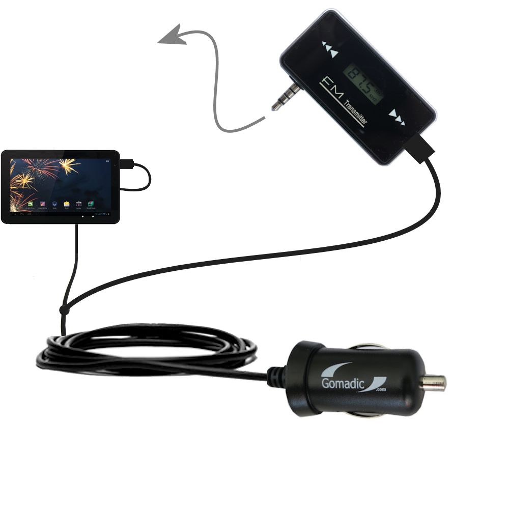 FM Transmitter Plus Car Charger compatible with the Hipstreet FLARE 2 HS-9DTB7-8G