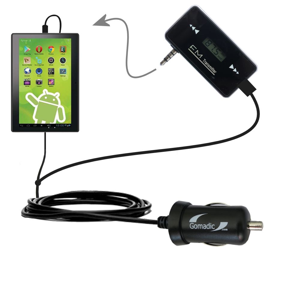 FM Transmitter Plus Car Charger compatible with the Hisense Sero 7 Pro M470BSA