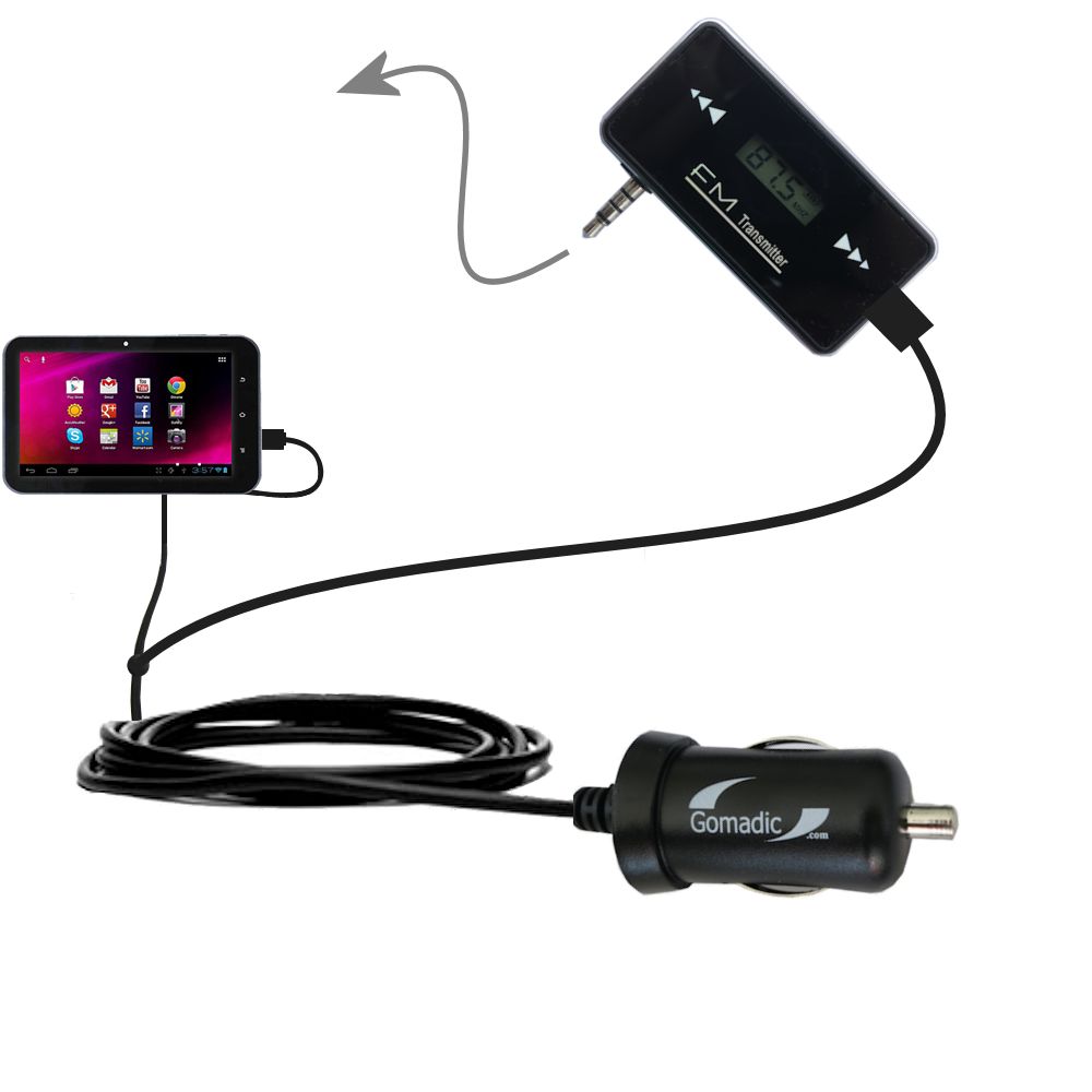 FM Transmitter Plus Car Charger compatible with the HKC 7 Tablet P771A
