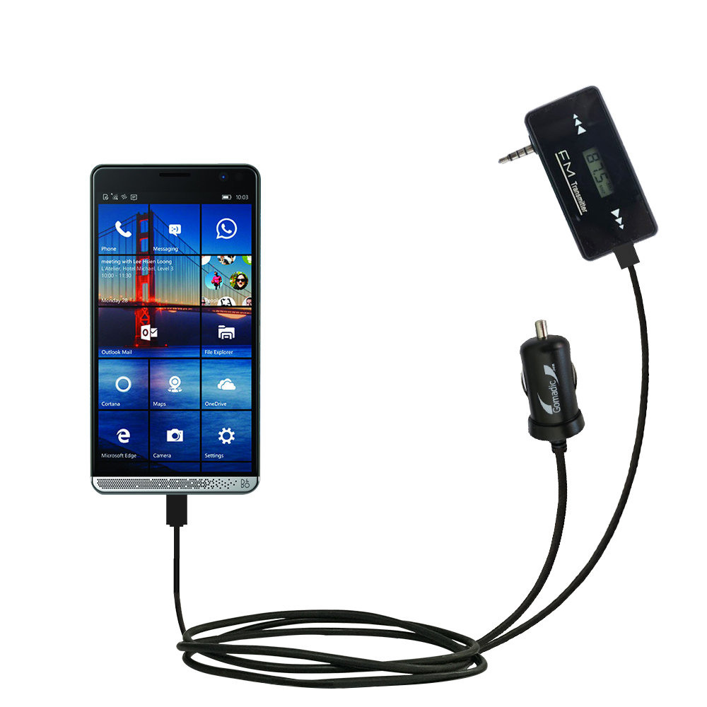 FM Transmitter Plus Car Charger compatible with the HP Elite X3