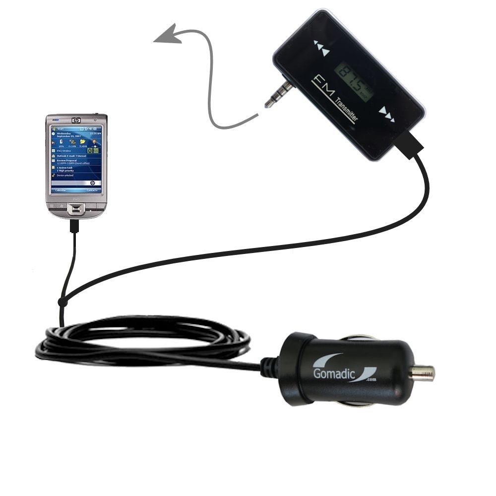 FM Transmitter Plus Car Charger compatible with the HP iPaq 110