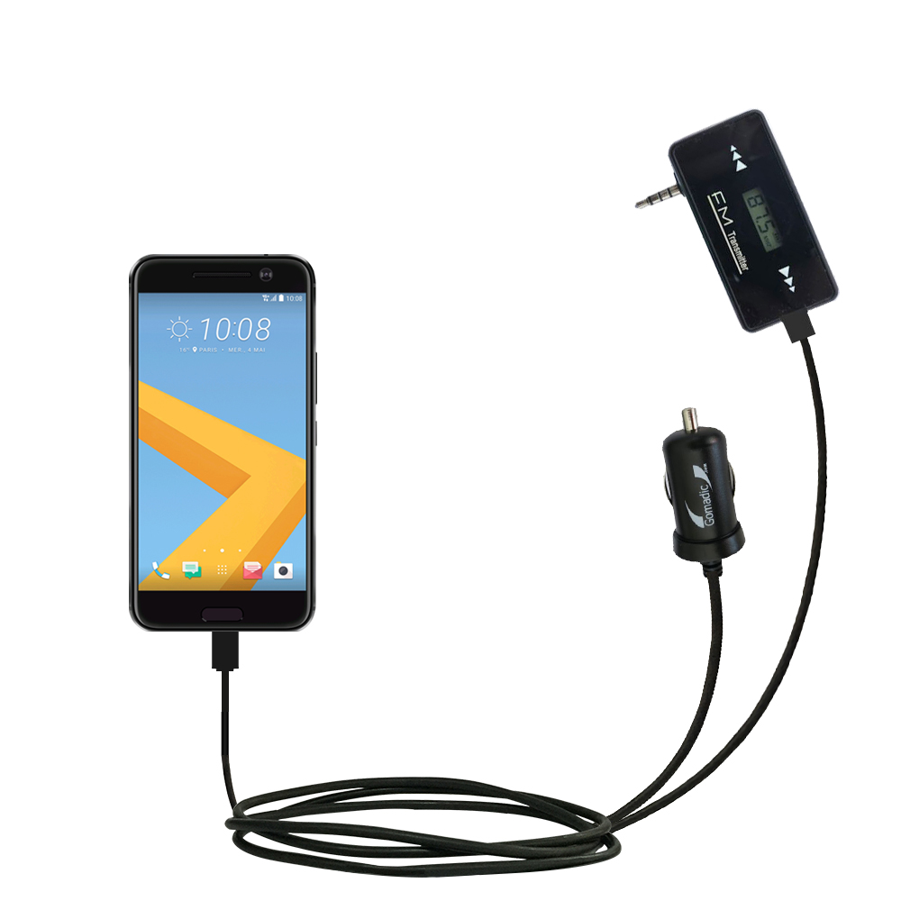 FM Transmitter Plus Car Charger compatible with the HTC 10