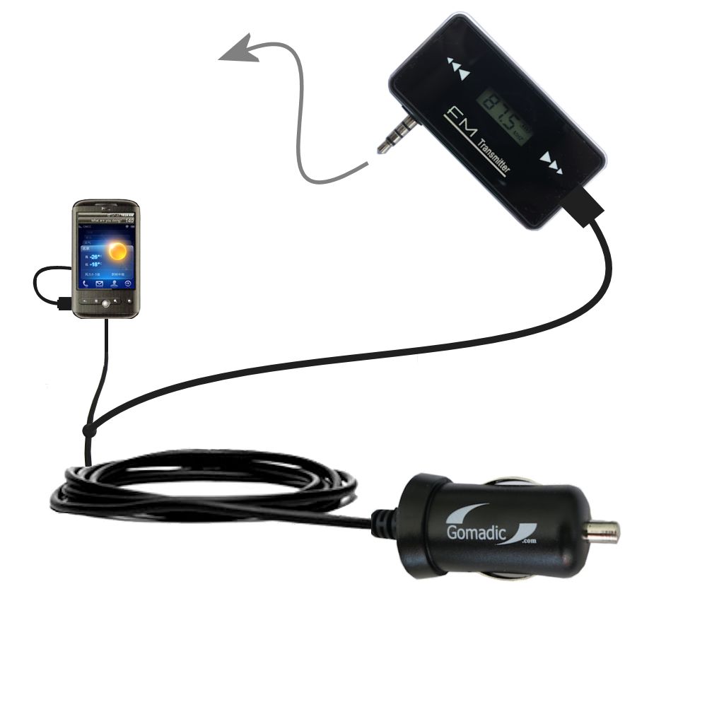FM Transmitter Plus Car Charger compatible with the HTC Buzz