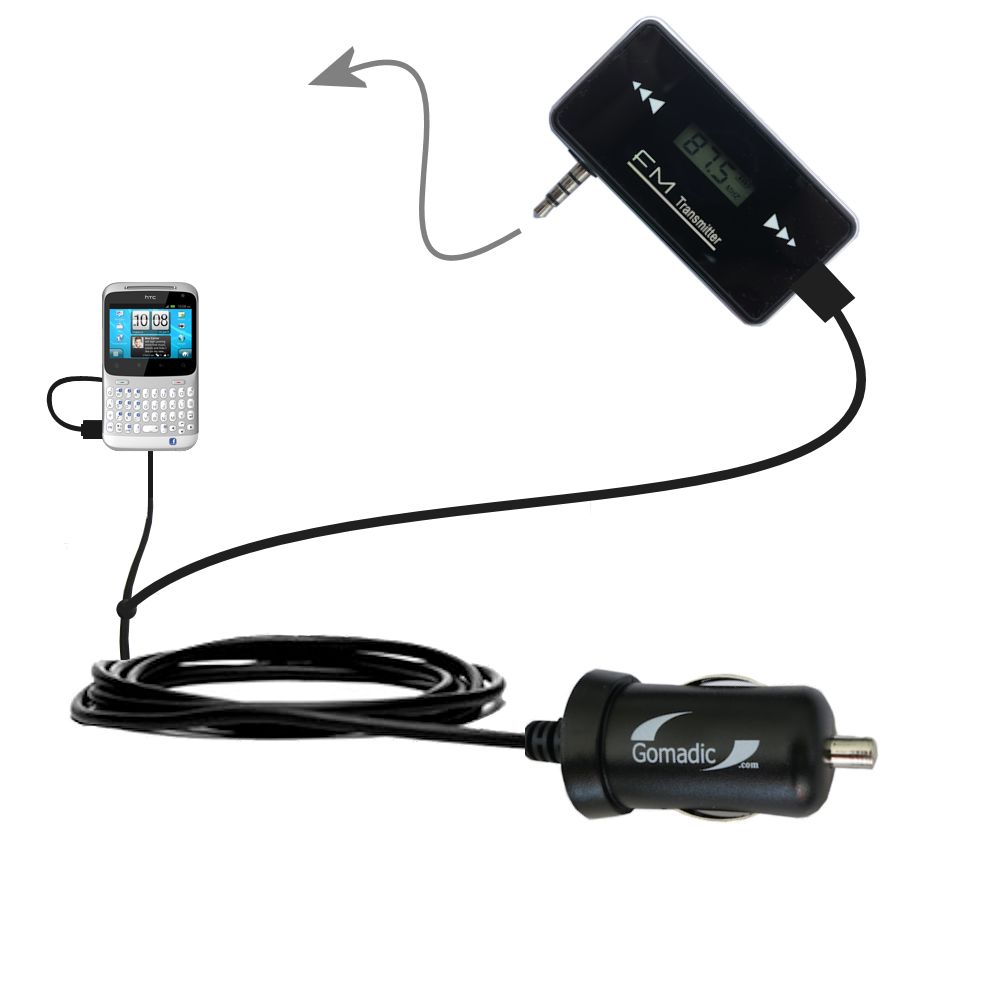 FM Transmitter Plus Car Charger compatible with the HTC ChaCha