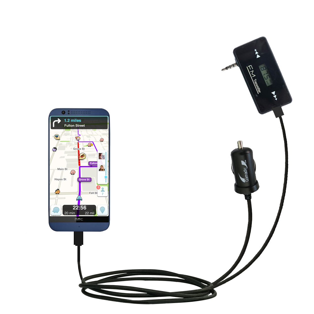 FM Transmitter Plus Car Charger compatible with the HTC Desire 510
