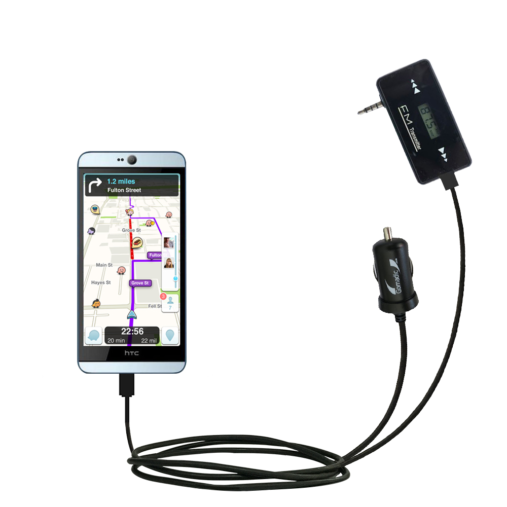 FM Transmitter Plus Car Charger compatible with the HTC Desire 826