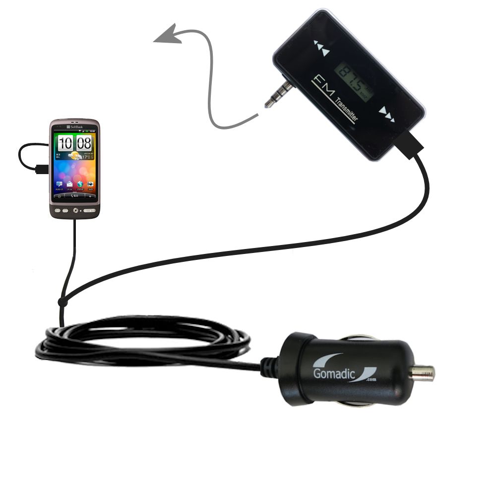 FM Transmitter Plus Car Charger compatible with the HTC Desire S