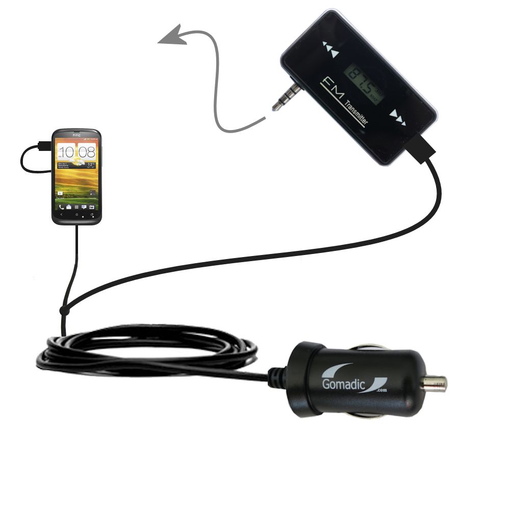 FM Transmitter Plus Car Charger compatible with the HTC Desire V