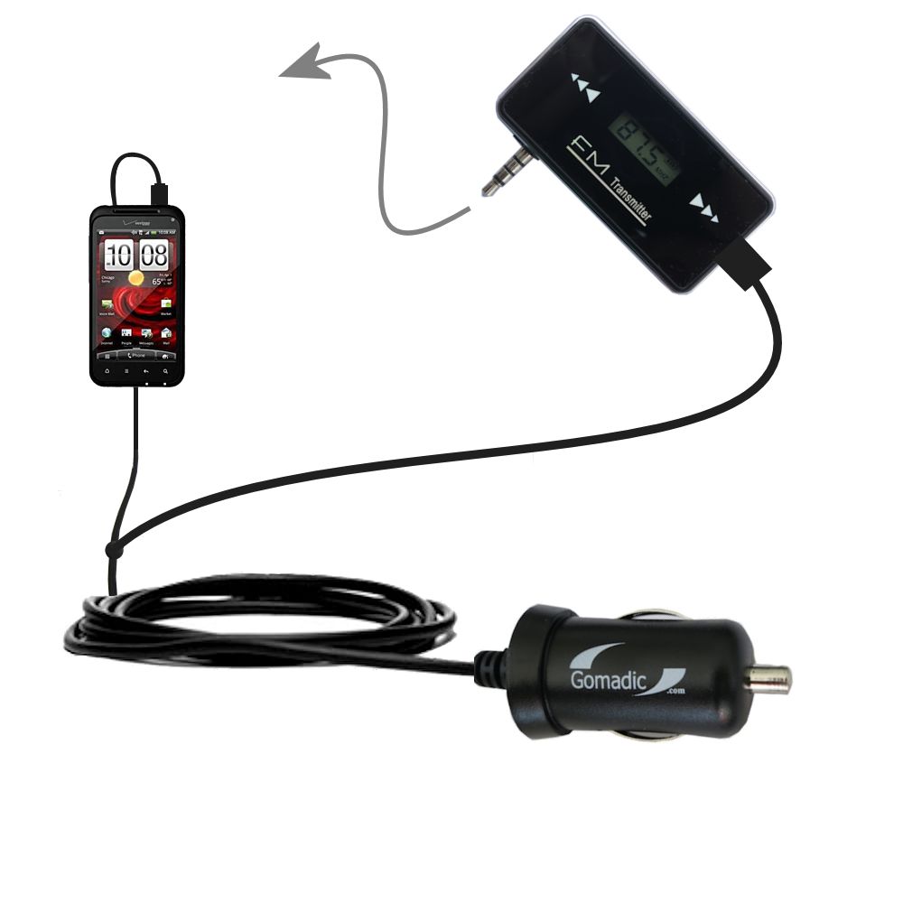 FM Transmitter Plus Car Charger compatible with the HTC DROID Incredible 2