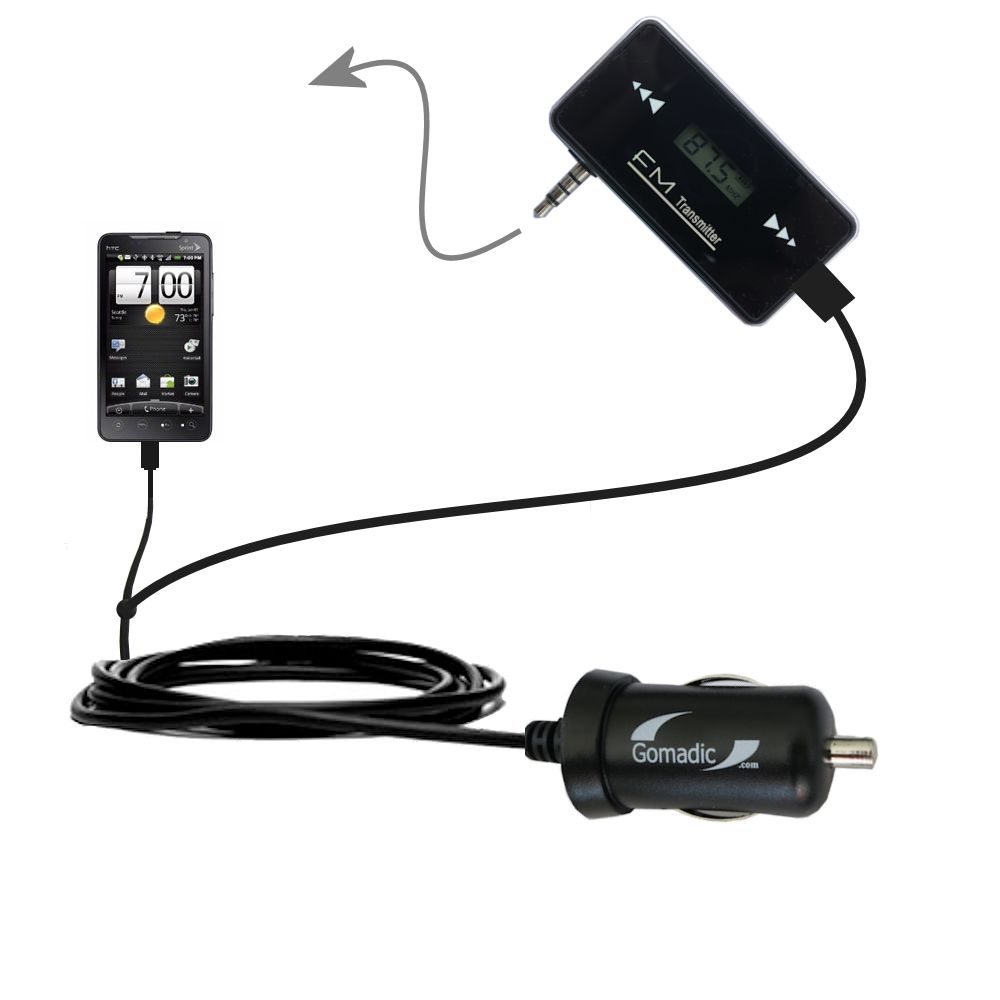 FM Transmitter Plus Car Charger compatible with the HTC EVO 4G