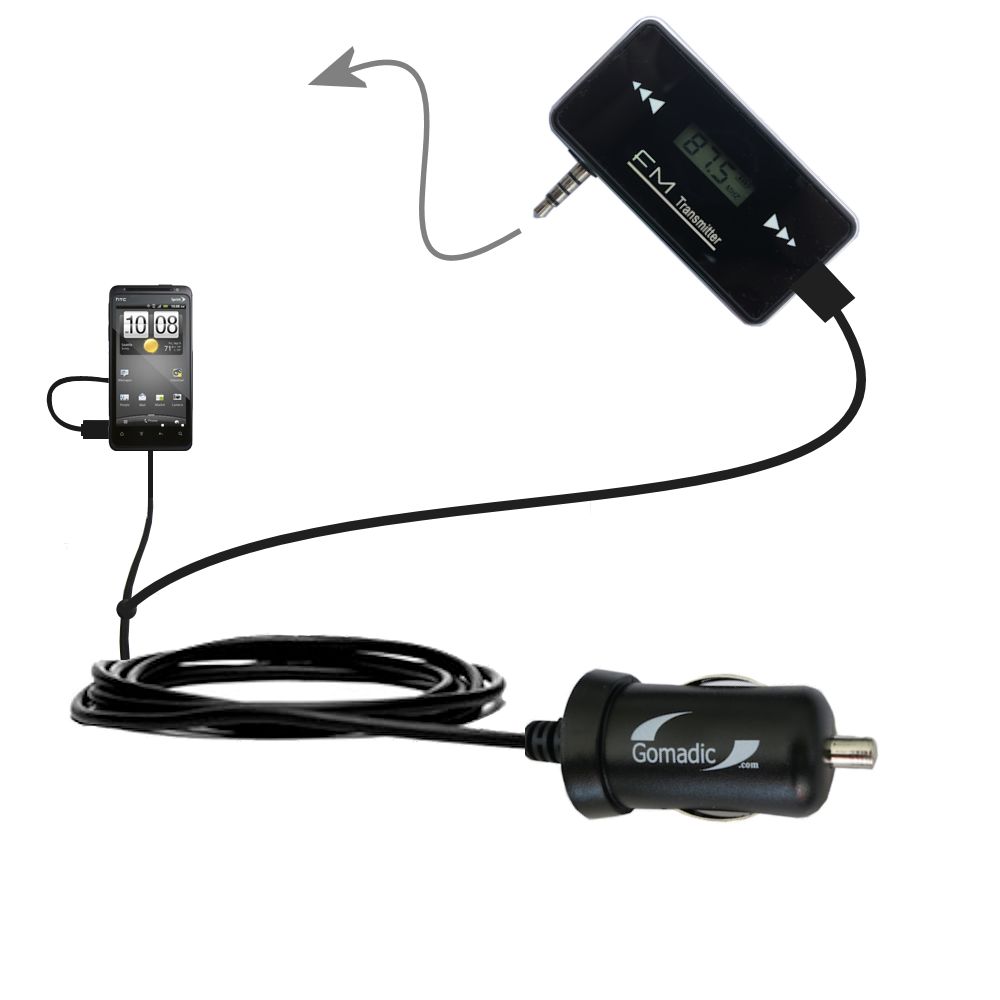 FM Transmitter Plus Car Charger compatible with the HTC EVO Design 4G