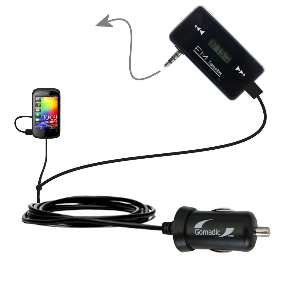 FM Transmitter Plus Car Charger compatible with the HTC Explorer