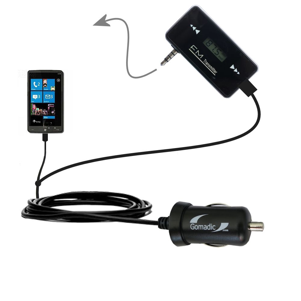 3rd Generation Powerful Audio FM Transmitter with Car Charger suitable for the HTC HD3 - Uses Gomadic TipExchange Technology
